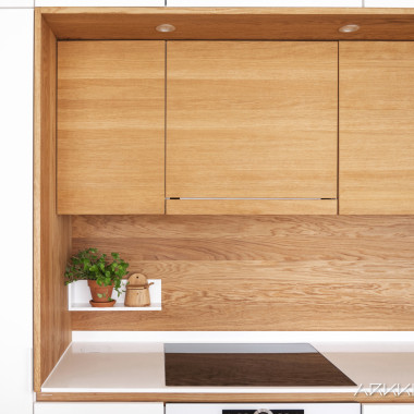 Moderni keittiön välitila jatkuvalla viilulla