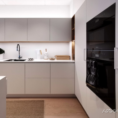 Moderni valkoinen keittiö Miele kodinkoneilla