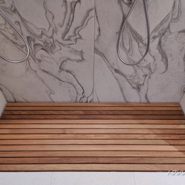 Tiikki suihkuritilä kestää kosteutta